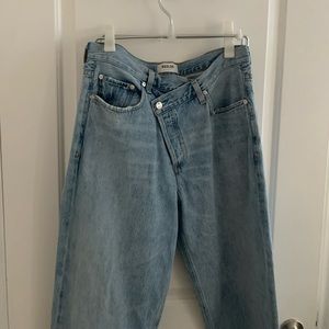 AGOLDE criss cross asymmetric loose jeans